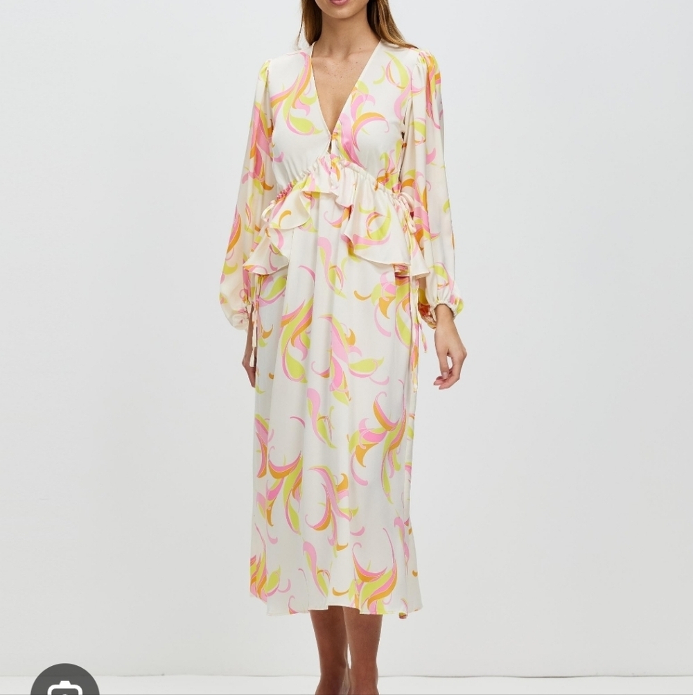 Never Fully Dressed Summer Swirl Ruffle Midi Dress Size 12